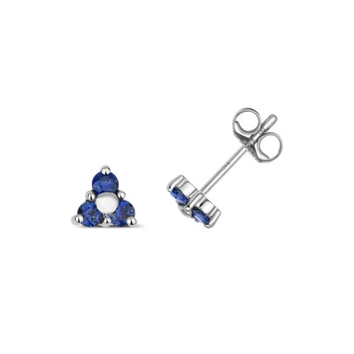 Sapphire 3 Stone Studs In 9ct White Gold 
