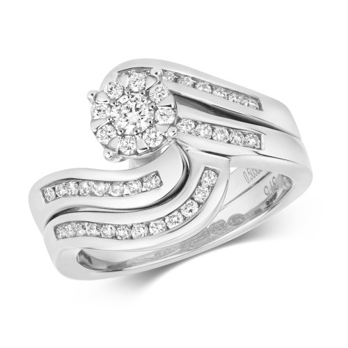 Diamond Brilliant Crossover Bridal Set In 9ct White Gold 