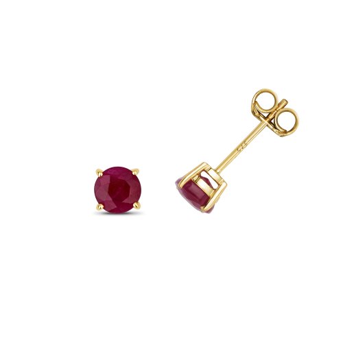 Ruby Round Claw Set Studs In 9ct Gold 