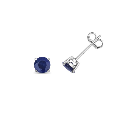 Sapphire Round Claw Set Studs In 9ct White Gold 