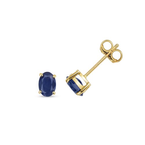 Sapphire Oval Claw Set Studs In 9ct Gold 