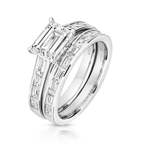 Emerald Cut Centre Stone With Channel Set Baguette Bridal Set LRG0015
