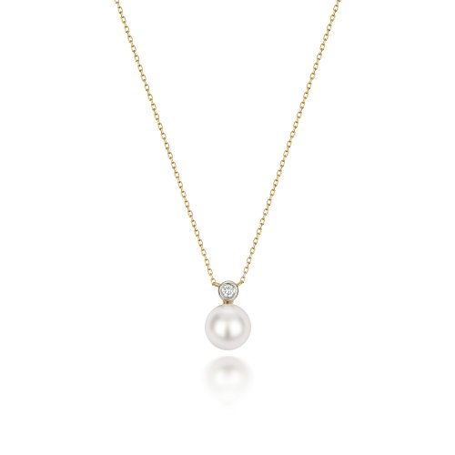 Diamond & Akoya Pearl Necklace In 18ct Gold 