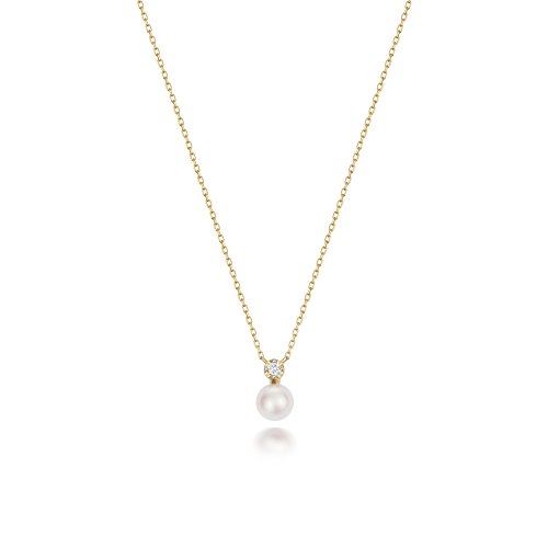 Diamond & Akoya Pearl Necklace In 18ct Gold 