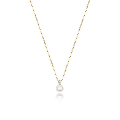 Diamond & Akoya Pearl Necklace In 18ct Gold 