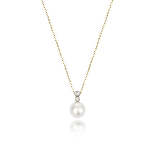 Diamond & Akoya Pearl Necklace In 18ct Gold 