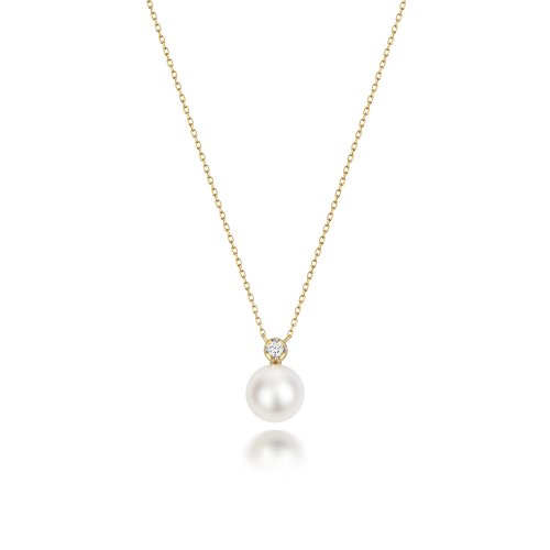 Diamond & Akoya Pearl Necklace In 18ct Gold 