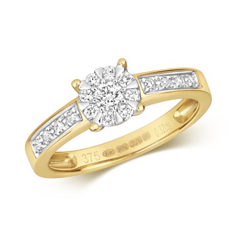 Diamond Brilliant Set Engagement Ring In 9ct Gold 