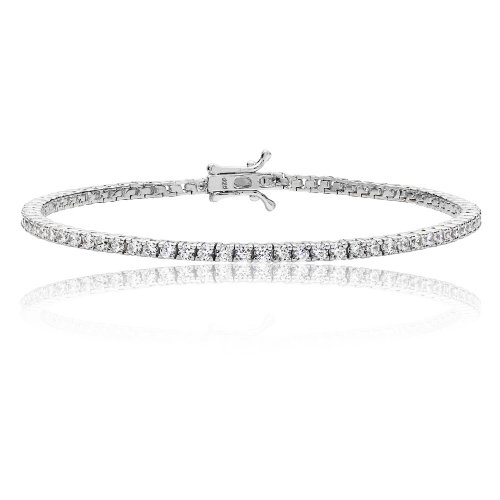 Silver Round Claw Set Cz Line Bracelet 