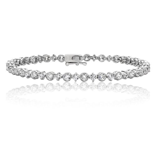 Silver Round Combo Cz Line Bracelet 