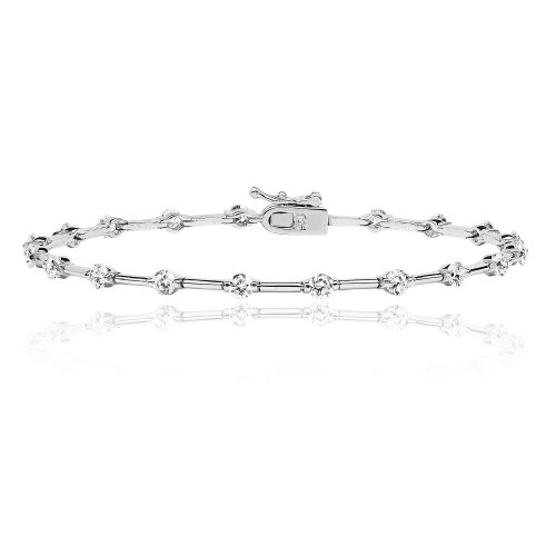 Silver Round Cz And Knife Wire Line Bracelet 