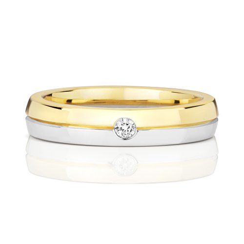 Diamond Gipsy Set 2 Tone Wedding Ring In 9ct Gold 