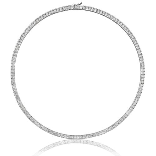 Silver End Set Square Cz Line Necklet SNG0013