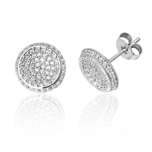Silver Pave Set Cz Round Studs SEG0063CZ