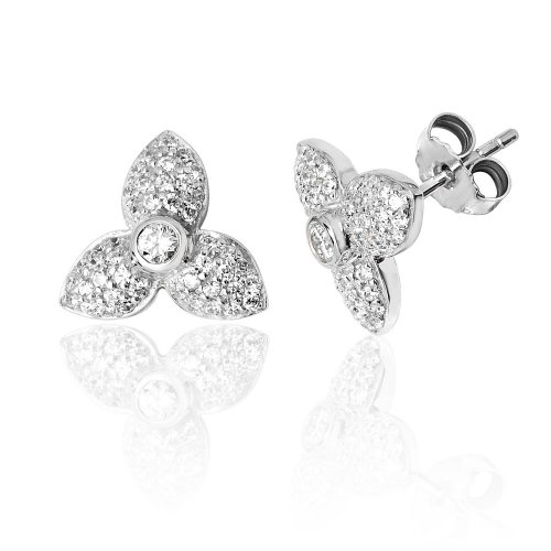 Silver Pave Set 3 Petal Cz Studs SEG0067CZ