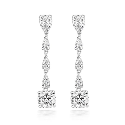 Silver Multipear And Large Cushion Cz Drops SEG0080