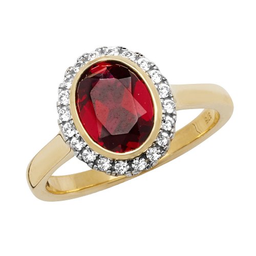 9ct Gold Oval Created Ruby And White Sapphire Ring 