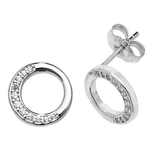 Silver Half Set Cz Circle Studs SEG0082