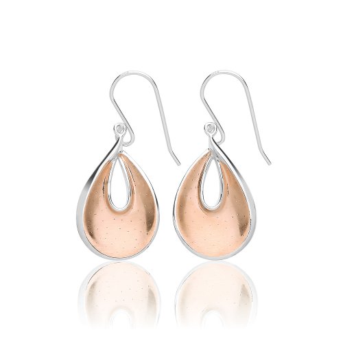Silver Rose Gold Plated And Cz Tear Shape Fancy Drops SEG0089R