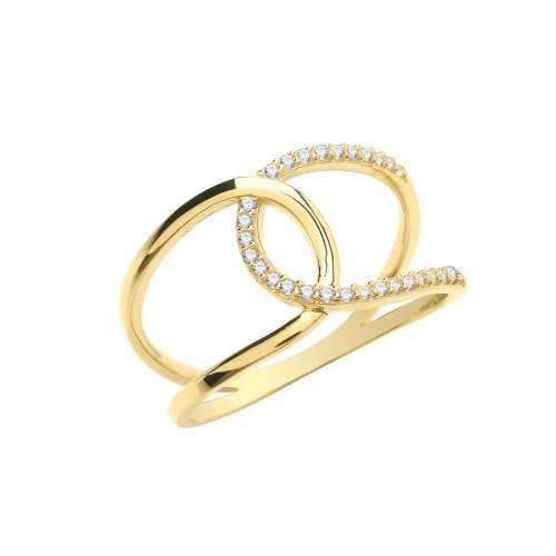 9ct Gold Cz Interlocking Ring 