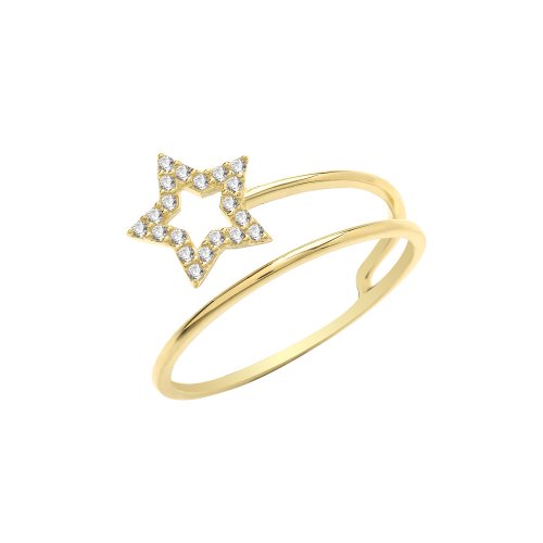 9ct Gold  Cz Star Wrap Ring 