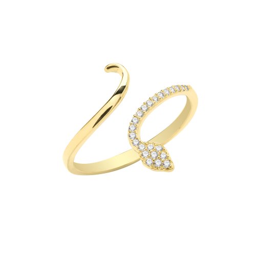 9ct Gold Cz Snake Wrap Ring 
