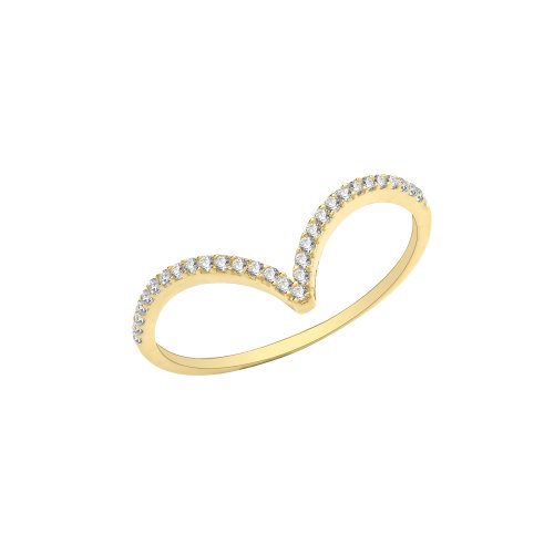 9ct Gold Cz Wishbone Ring 