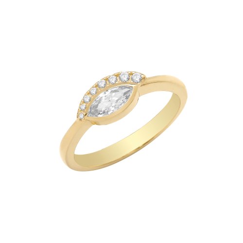 9ct Gold Cz Evil Eye Ring 