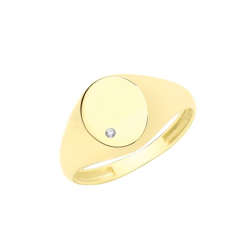 9ct Gold Oval Signet Ring With Cz 