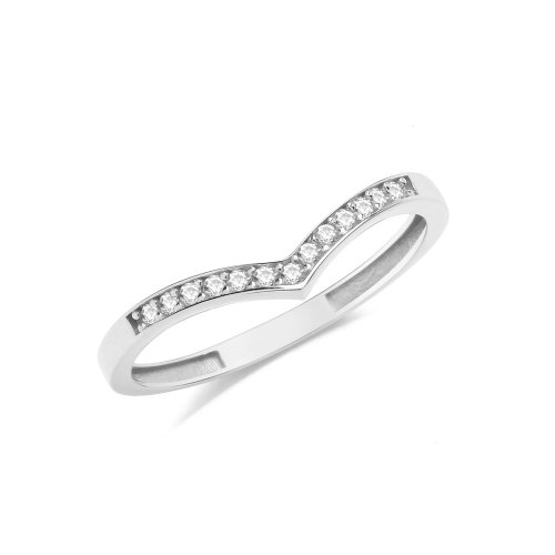 9ct Gold Cz Wishbone Ring 