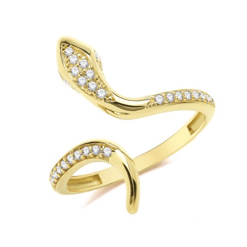 9ct Gold Cz Snake Ring 