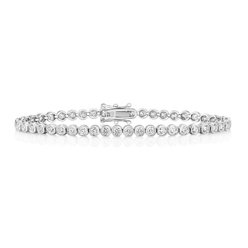 Diamond Rubover Tennis Bracelet In 18ct White Gold 