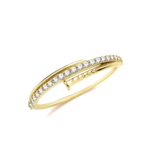 9ct Gold Cz Nail Ring 