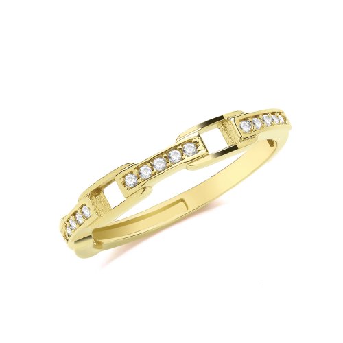 9ct Gold Cz Chain Link Ring 