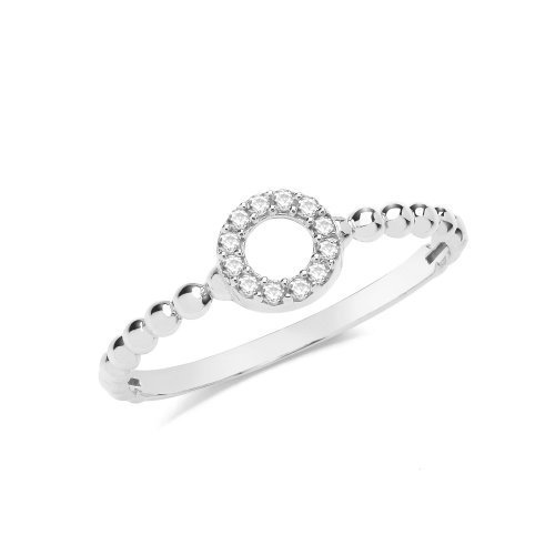 9ct Gold Cz Circle Bobble Ring 
