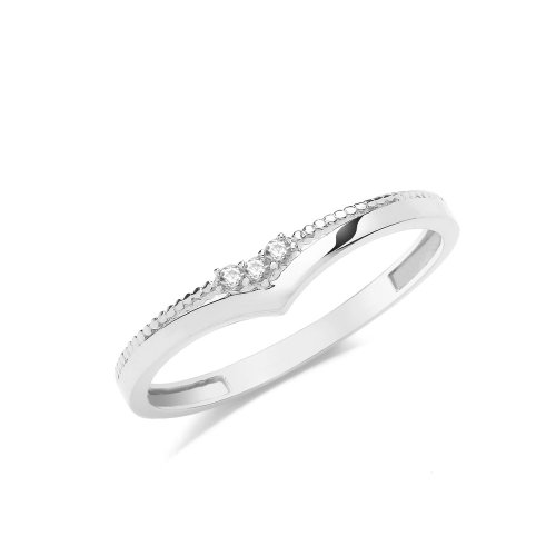 9ct Gold Wishbone Ring With Cz 