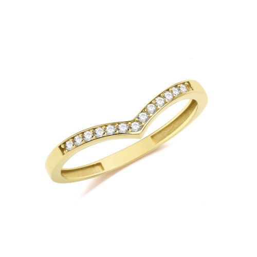 9ct Gold Cz Wishbone Ring 