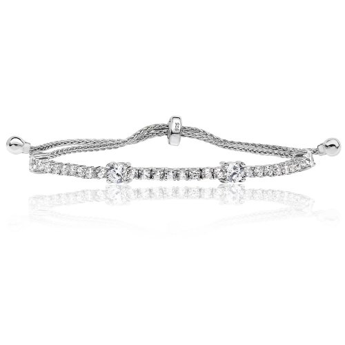 Silver Round Claw Set Cz Pull Style Bracelet SBG0022