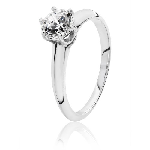 Silver Round Solitaire 6 Claw Cz Ring SRG0042
