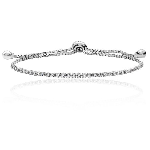 Silver Fine Single Row Cz Pull Style Bracelet SBG0025