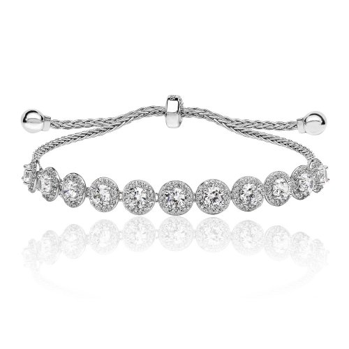 Silver Halo Claw Set Cz Pull Sytle Bracelet SBG0033