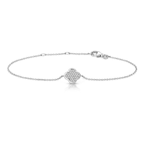 Silver Pave Set Cz Clover Bracelet SBG0035
