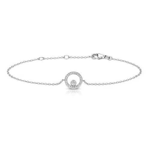 Silver Halo Cz With Single Bubble  Bracelet SBG0036