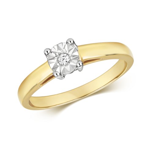 Diamond Illusion Set Solitaire Engagement Ring In 9ct Gold 
