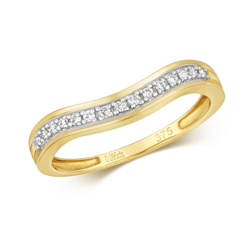 Diamond Grain Set Curved Wishbone Ring In 9ct Gold 