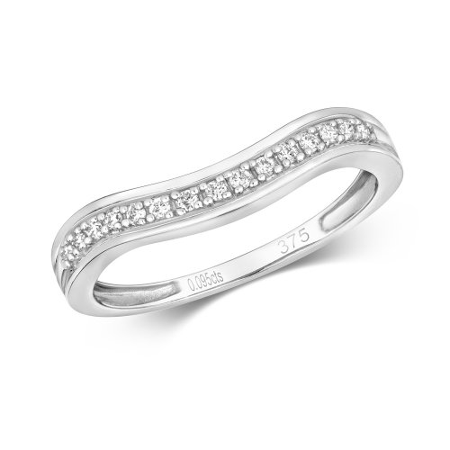 Diamond Grain Set Curved Wishbone Ring In 9ct White Gold 