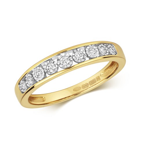 Diamond Illusion Set Half Eternity Ring In 9ct Gold 