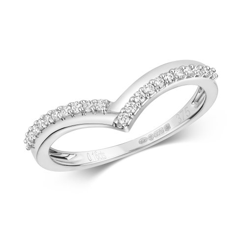 Diamond Claw Set Wishbone Ring In 9ct White Gold 