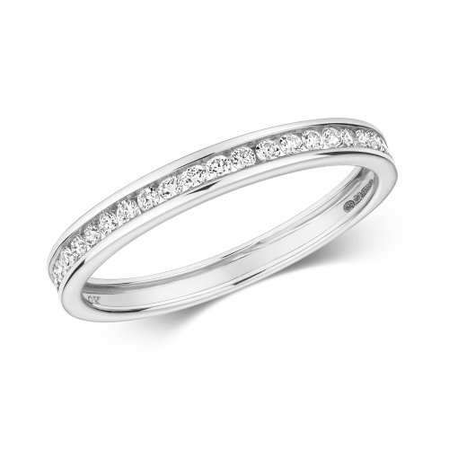 Diamond Channel Set Half Eternity Ring In 9ct White Gold 