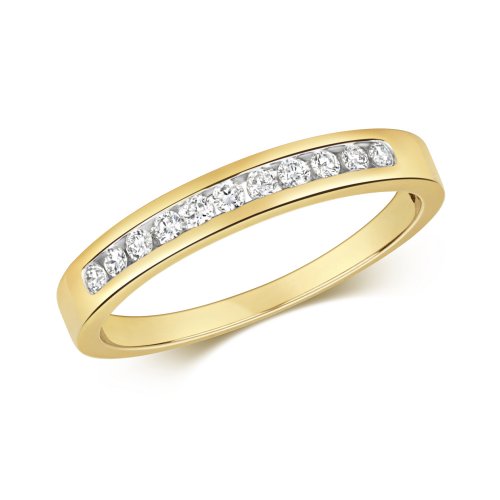 Diamond Channel Set Half Eternity Ring In 9ct Gold 